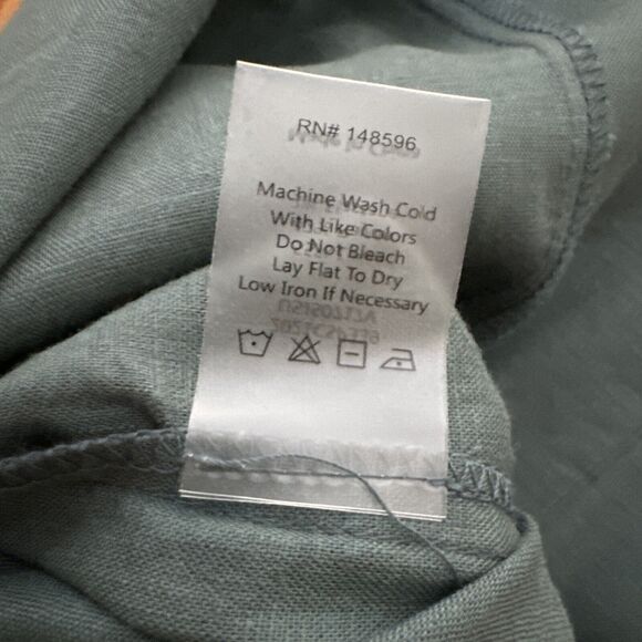 Universal Standard Jumpsuit Women 2XS 6-8 Green Linen V-Neck Belted Pockets Wide - Picture 15 of 16